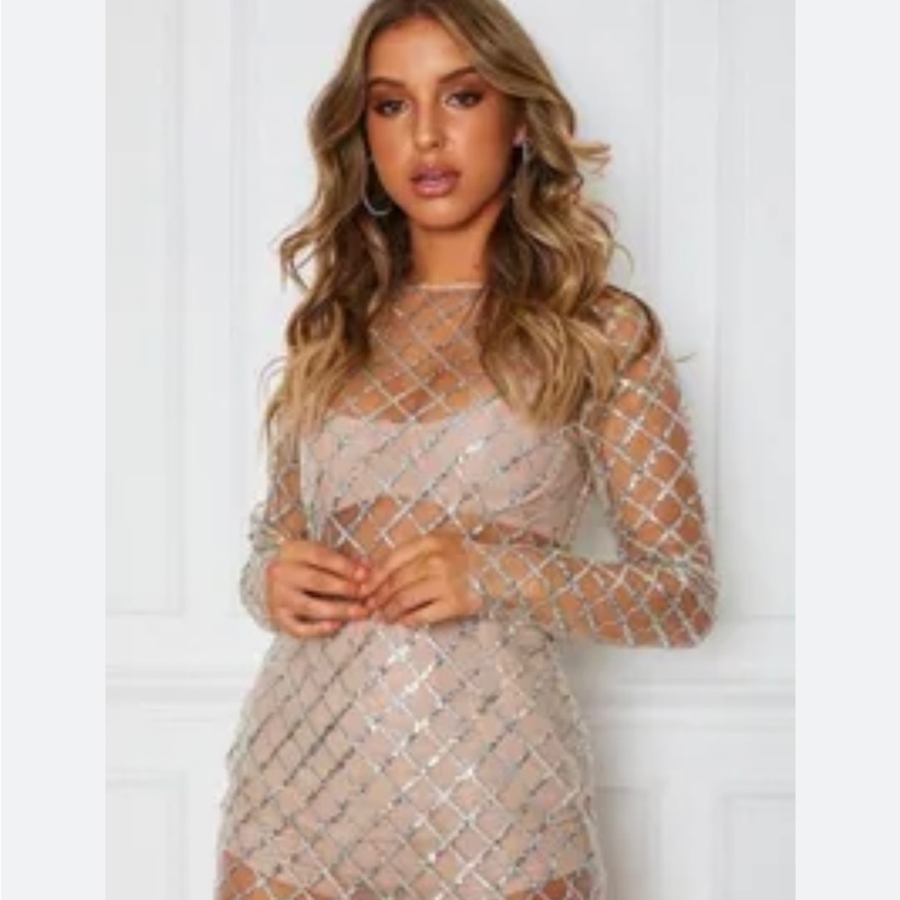 White Fox “let me show you glitter” mini dress